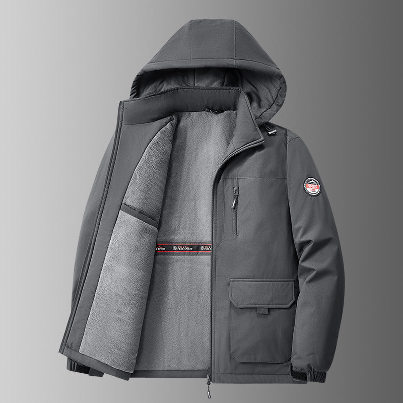 Softshell-Winterjacke | Kapuze und Multifunktionstaschen