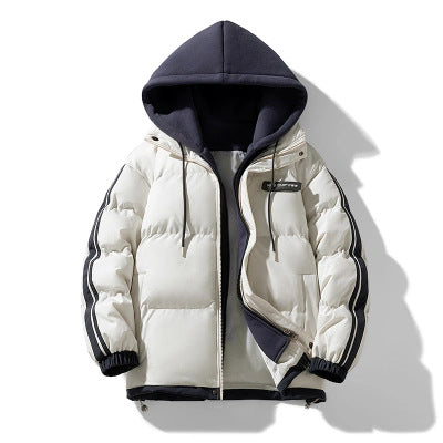Men’s padded parka with an integrated hoodie and two-way zipper Dunkelblau
