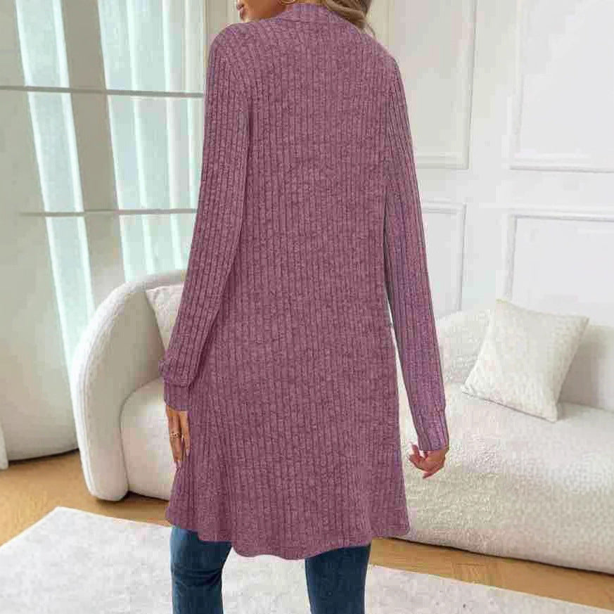 Damen Longline lang-Sleeve Cardigan mit Taschen – Bild 3