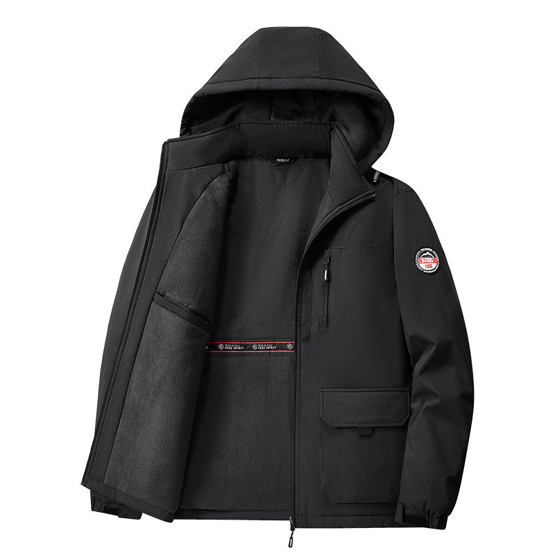 Softshell-Winterjacke | Kapuze und Multifunktionstaschen