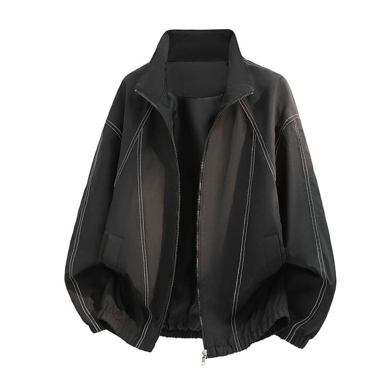 Men’s oversized lightweight blouson jacket with a stand collar and elasticated hem Grün