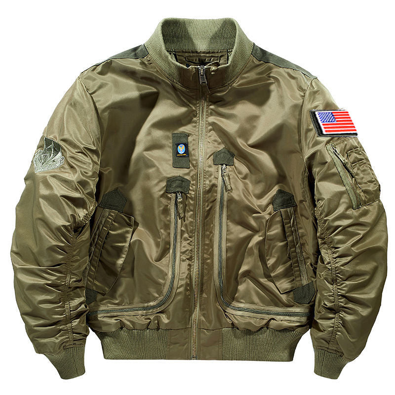 Herren-Bomberjacke | Fliegerstil mit mehreren Taschen - Khaki