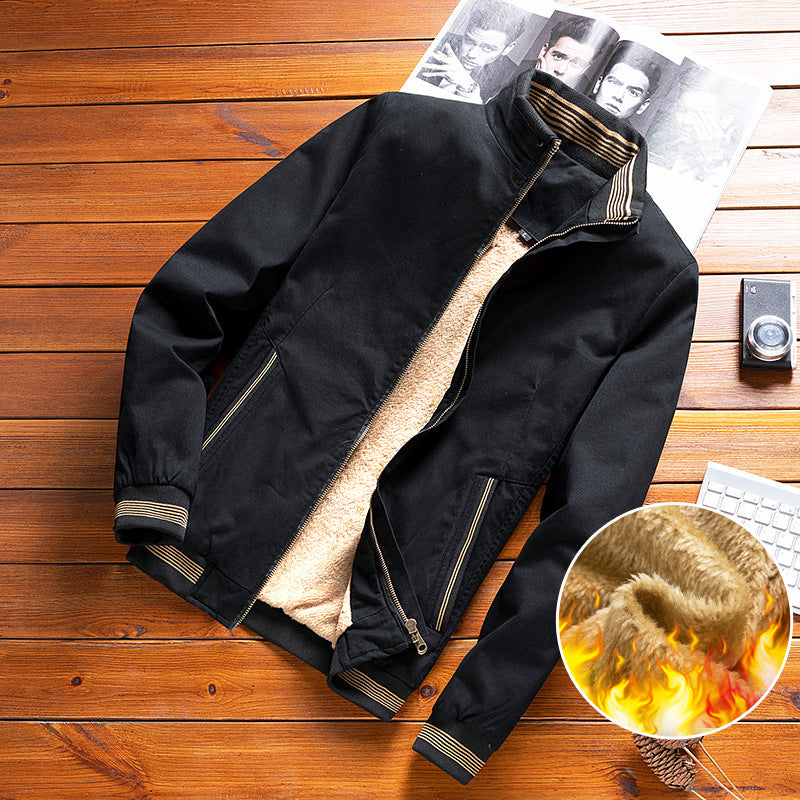 Men’s bomber jacket with teddy lining and zippered pockets Schwarz (gefüttert)