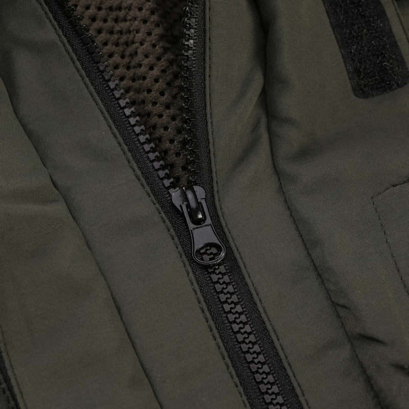 Men’s waterproof and windproof outdoor parka with detachable hood Khaki 086