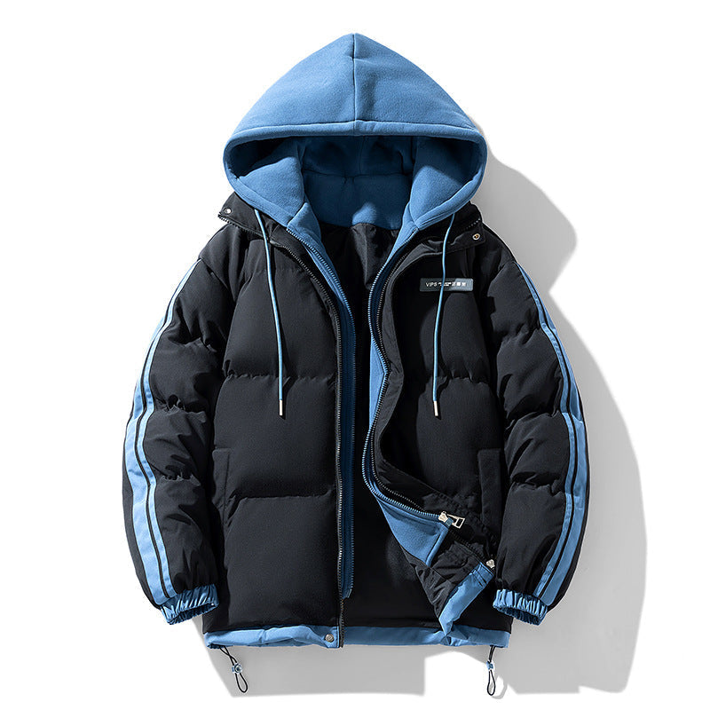 Men’s padded parka with an integrated hoodie and two-way zipper Dunkelgrau