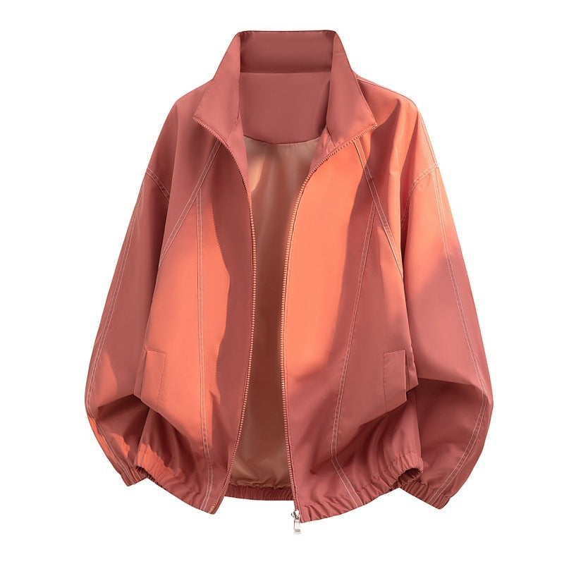 Men’s oversized lightweight blouson jacket with a stand collar and elasticated hem Hellkhaki