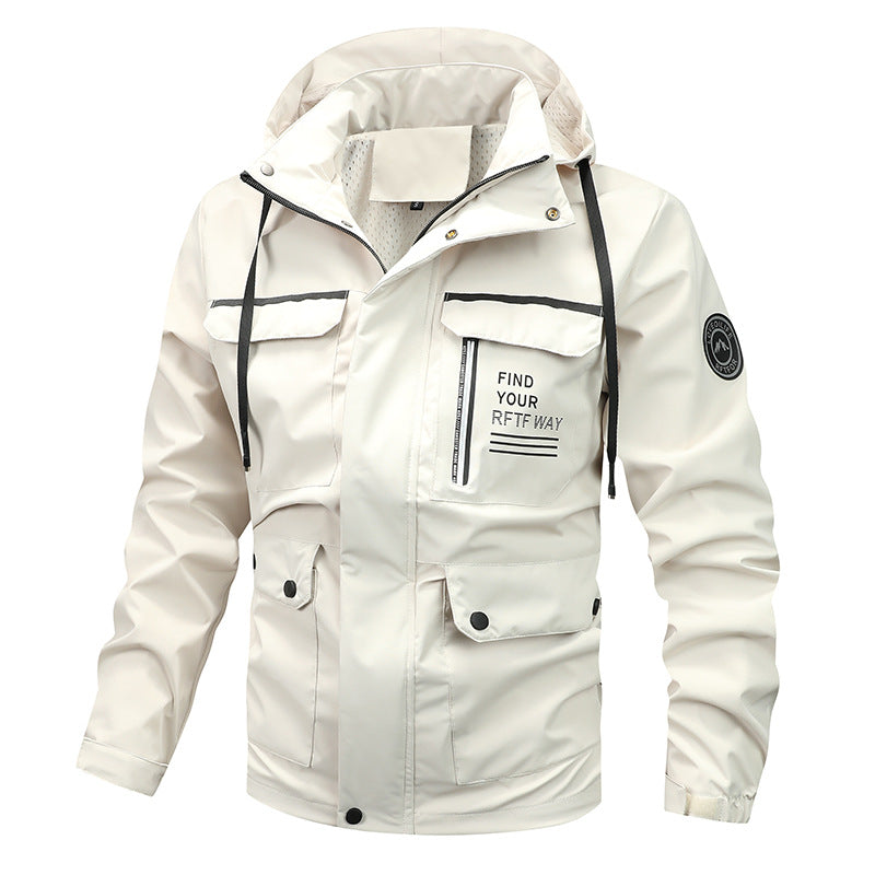 Men’s waterproof hooded rain jacket with a windproof membrane Schwarz