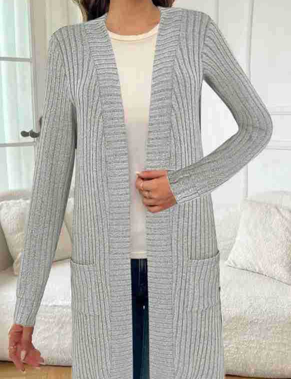 Damen Longline lang-Sleeve Cardigan mit Taschen – Bild 6