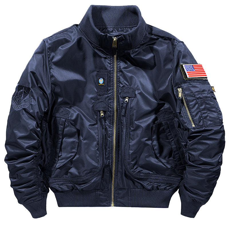 Herren-Bomberjacke | Fliegerstil mit mehreren Taschen - Olivgrün