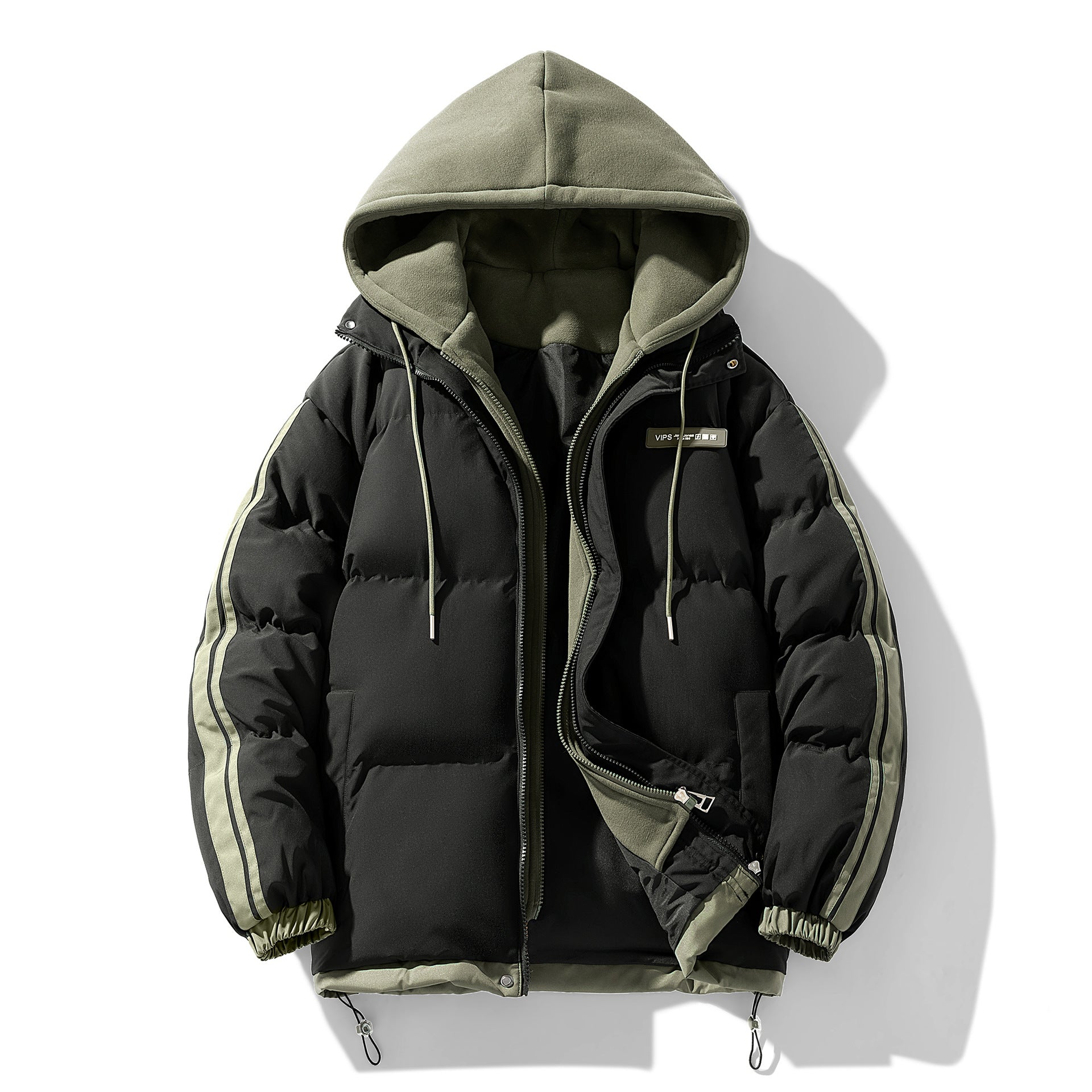 Men’s padded parka with an integrated hoodie and two-way zipper Rot