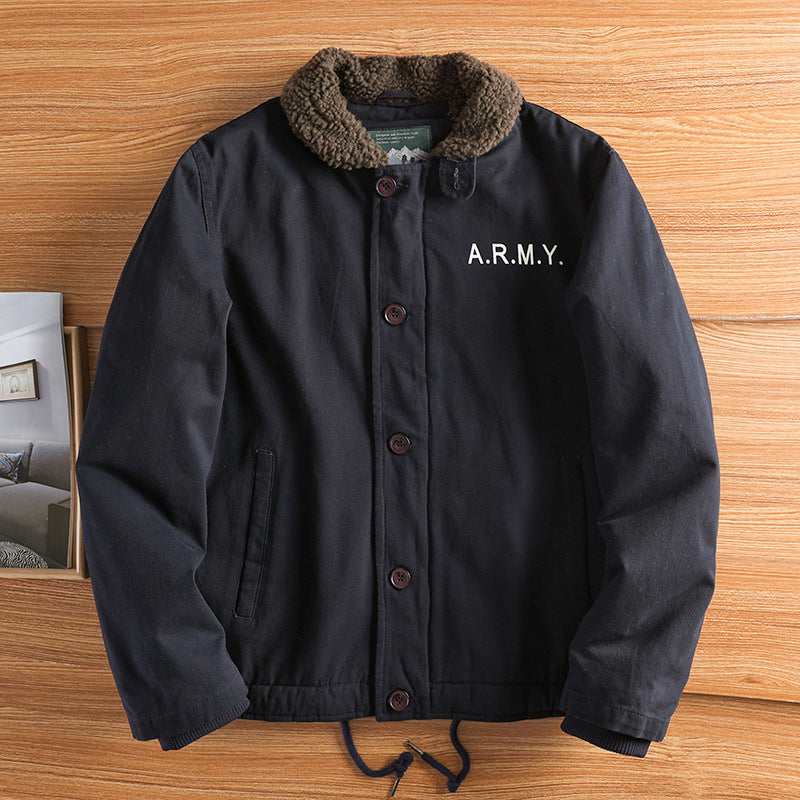 Herren-Canvasjacke | Teddykragen und isoliertes Futter