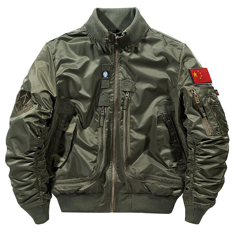 Herren-Bomberjacke | Fliegerstil mit mehreren Taschen - Olivgrün