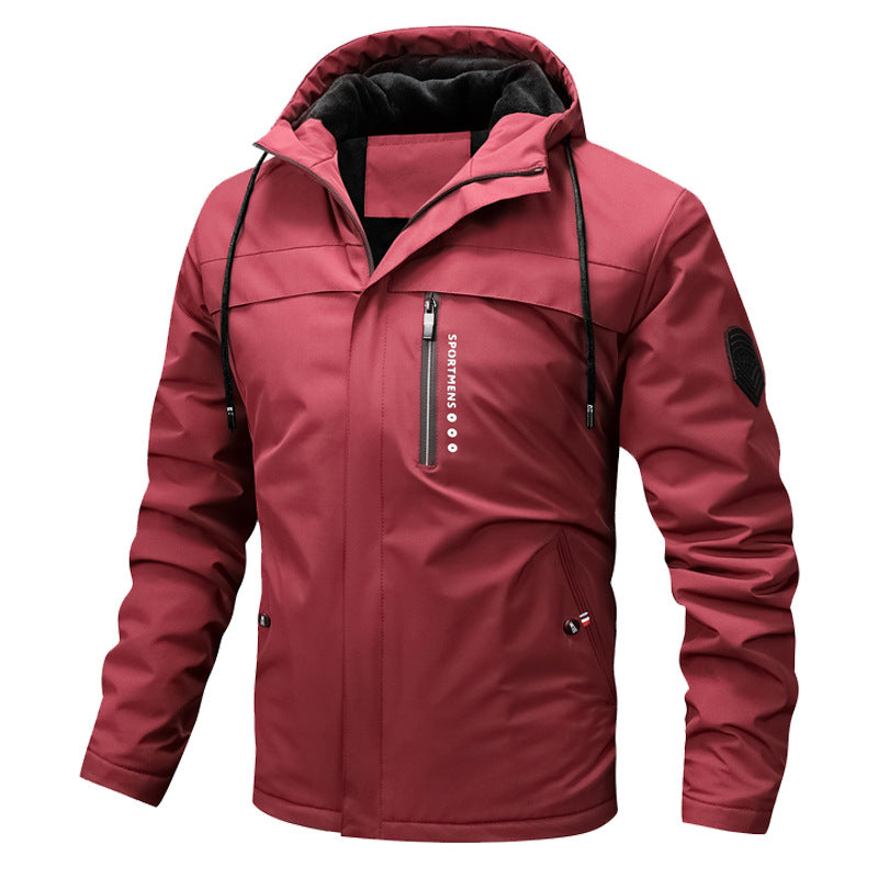 Men's windproof softshell jacket with adjustable hood and inner lining Schwarz