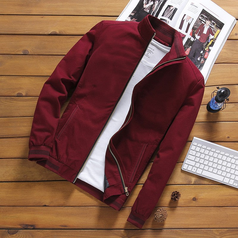 Men’s lightweight bomber-style jacket with a stand-up collar and striped ribbed cuffs Schwarz