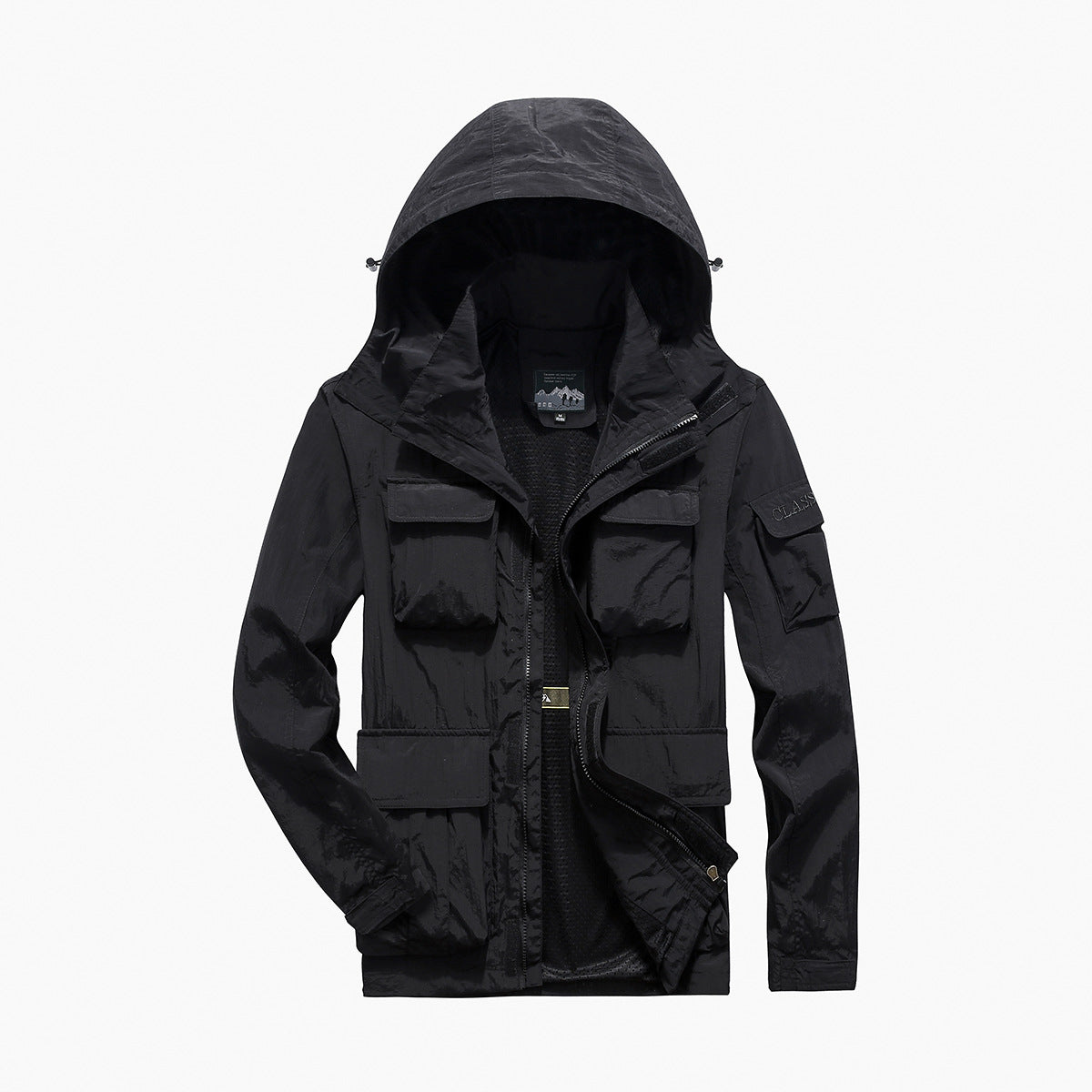 Men’s utility field jacket with flap and zippered pockets Dunkelblau