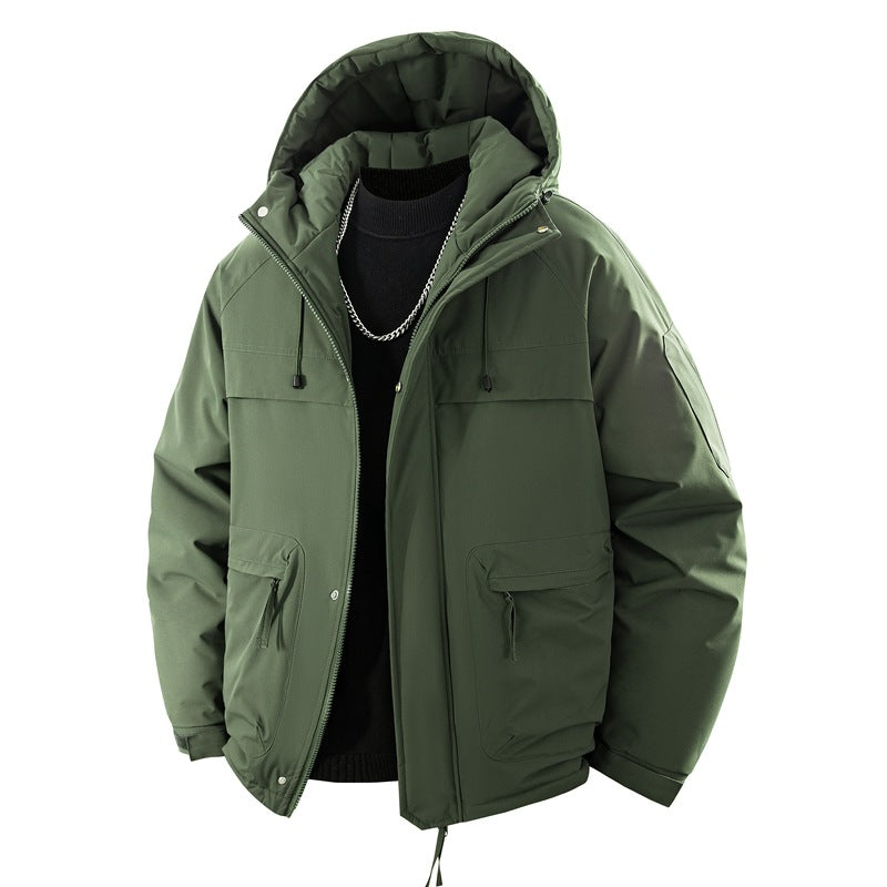Men’s padded hooded parka with a high stand-up collar and adjustable drawstring Night dark violet