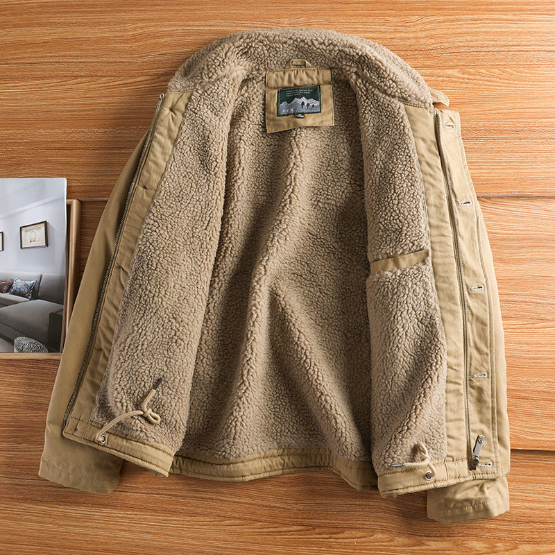 Herren-Canvasjacke | Teddykragen und isoliertes Futter