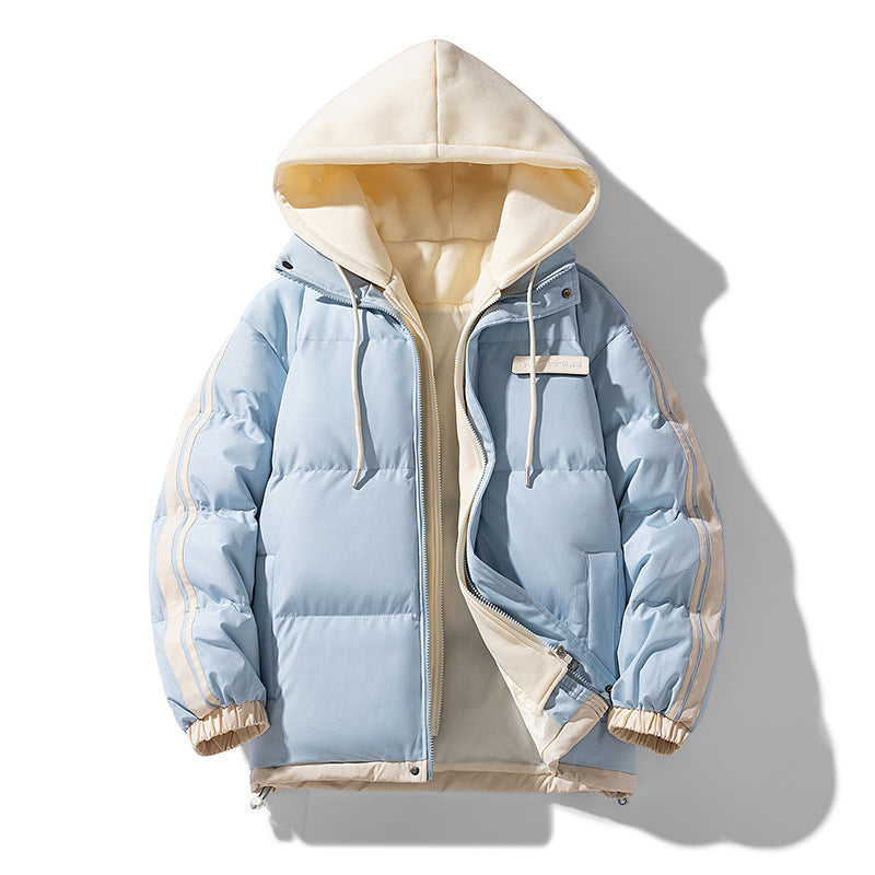 Men’s padded parka with an integrated hoodie and two-way zipper Schwarz