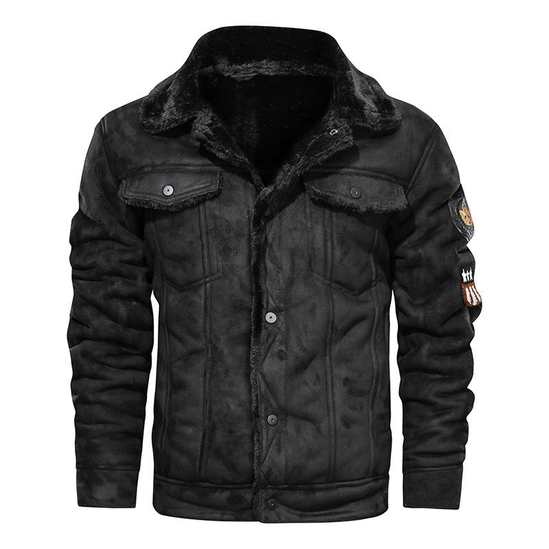 Herren-Jeansjacke | Teddyfutter und Druckknöpfe