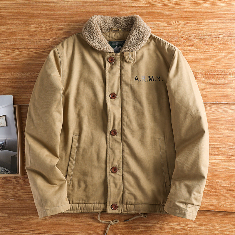 Herren-Canvasjacke | Teddykragen und isoliertes Futter