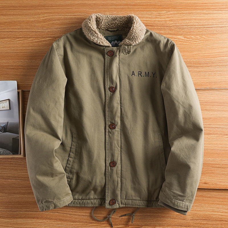 Herren-Canvasjacke | Teddykragen und isoliertes Futter