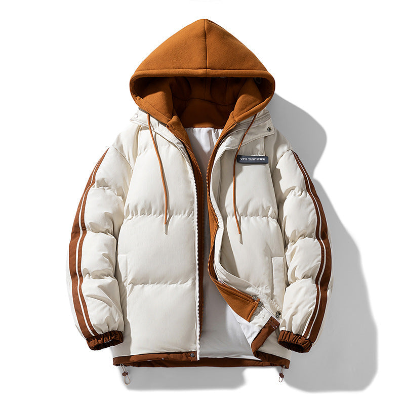 Men’s padded parka with an integrated hoodie and two-way zipper Olivgrün