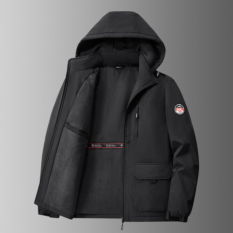 Softshell-Winterjacke | Kapuze und Multifunktionstaschen