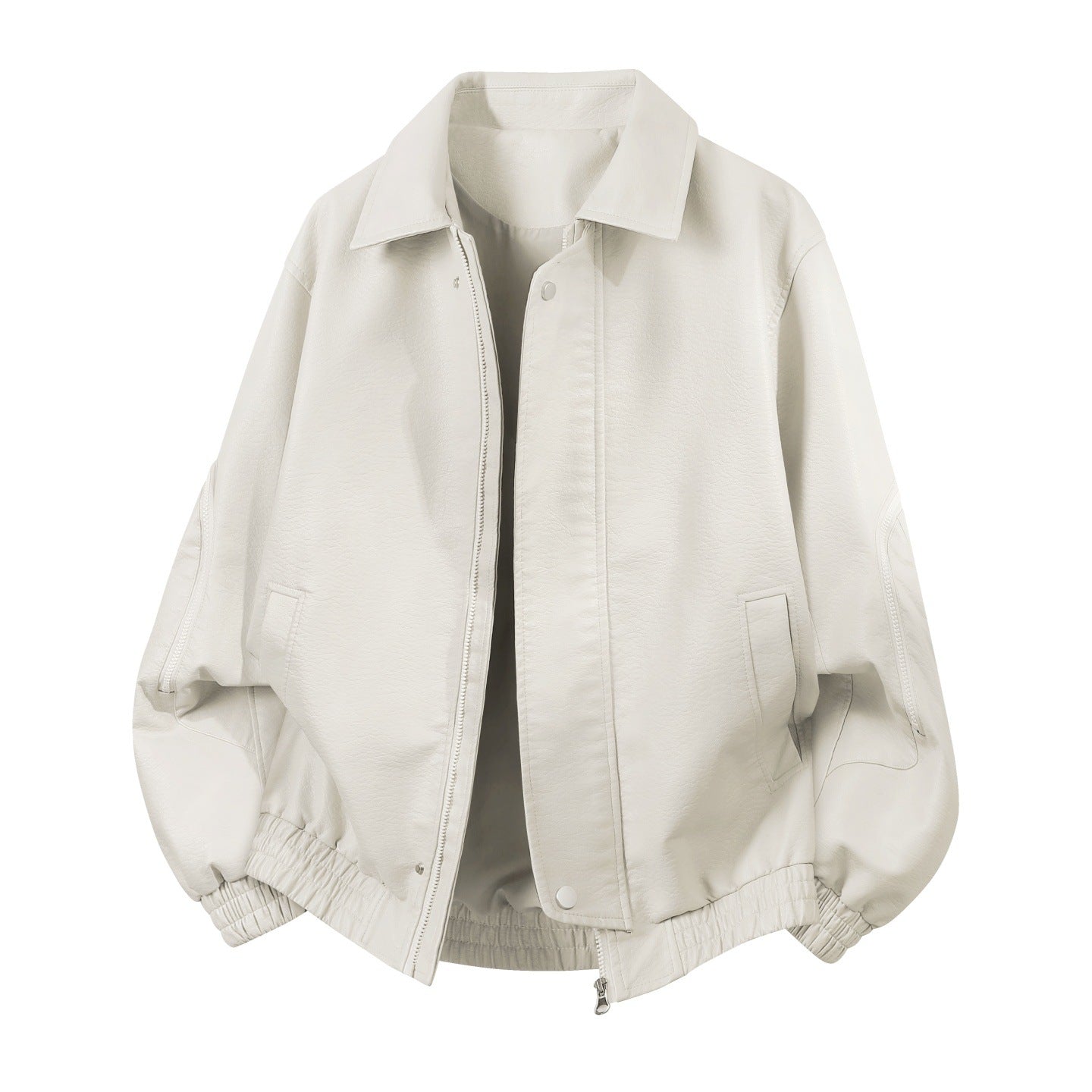 Men’s oversized blouson jacket with an elastic hem and concealed zipper White-gray
