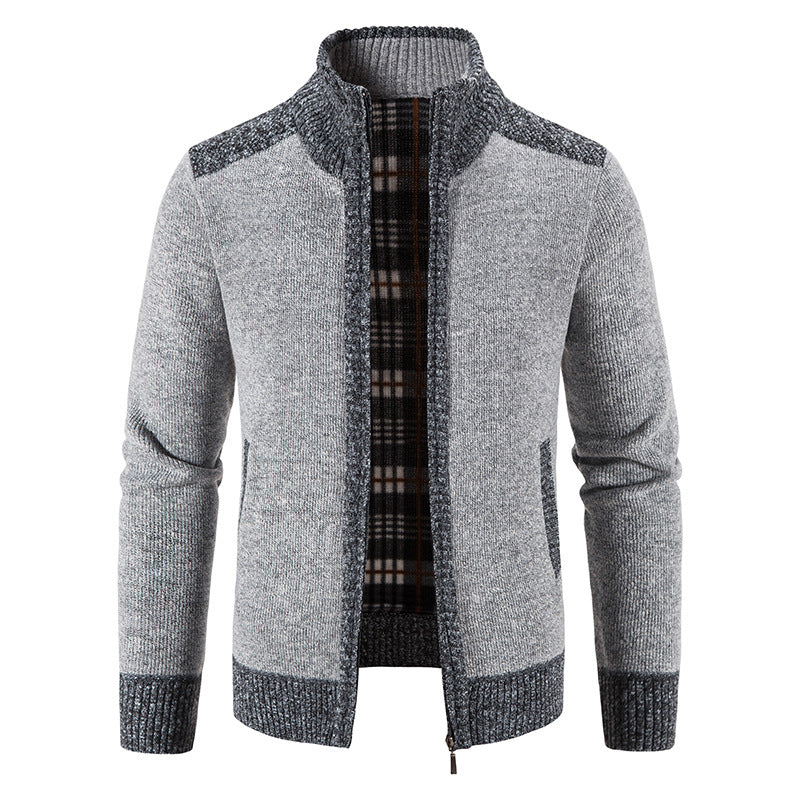 Men's long-sleeve zip jacket with pockets Dunkelgrau