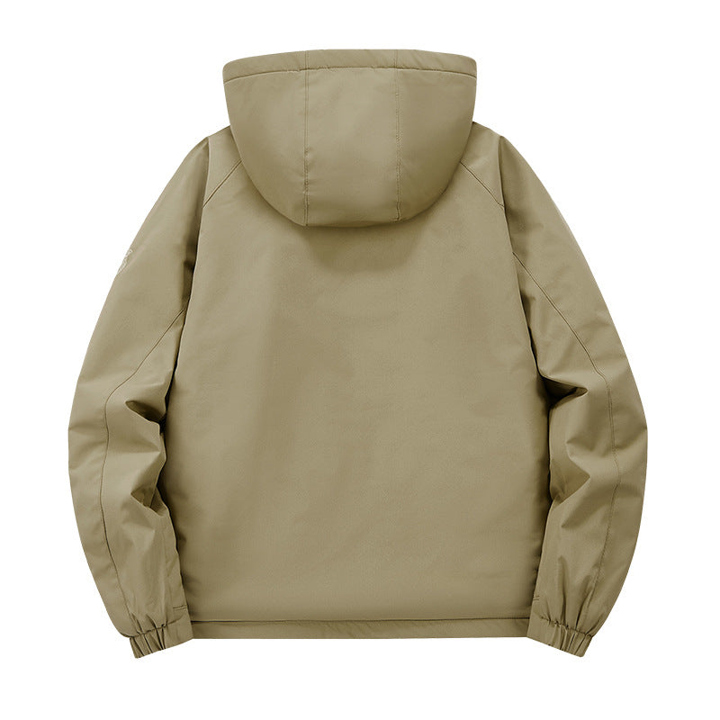 Men’s tactical-style softshell jacket with hidden hood and chest pocket Schwarz