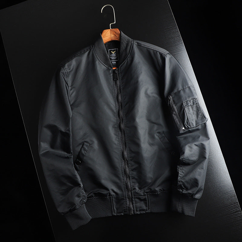 Men’s wind-resistant MA-1-style bomber jacket with sleeve pocket Schwarz