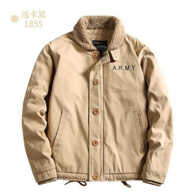 Herren-Canvasjacke | Teddykragen und isoliertes Futter