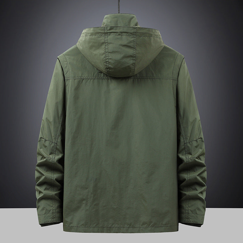 Men’s field jacket with hood and multifunctional pockets Olivgrün
