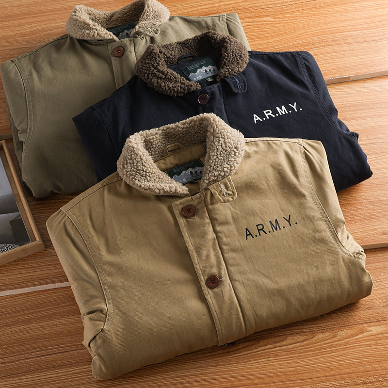 Herren-Canvasjacke | Teddykragen und isoliertes Futter
