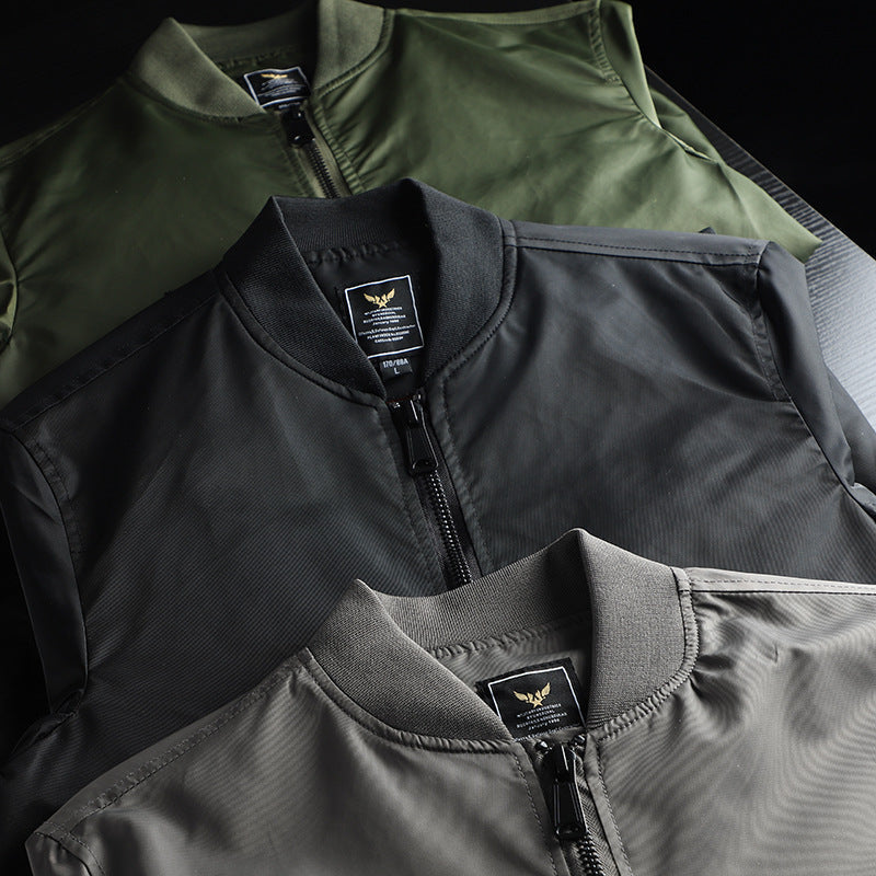 Men’s wind-resistant MA-1-style bomber jacket with sleeve pocket Schwarz
