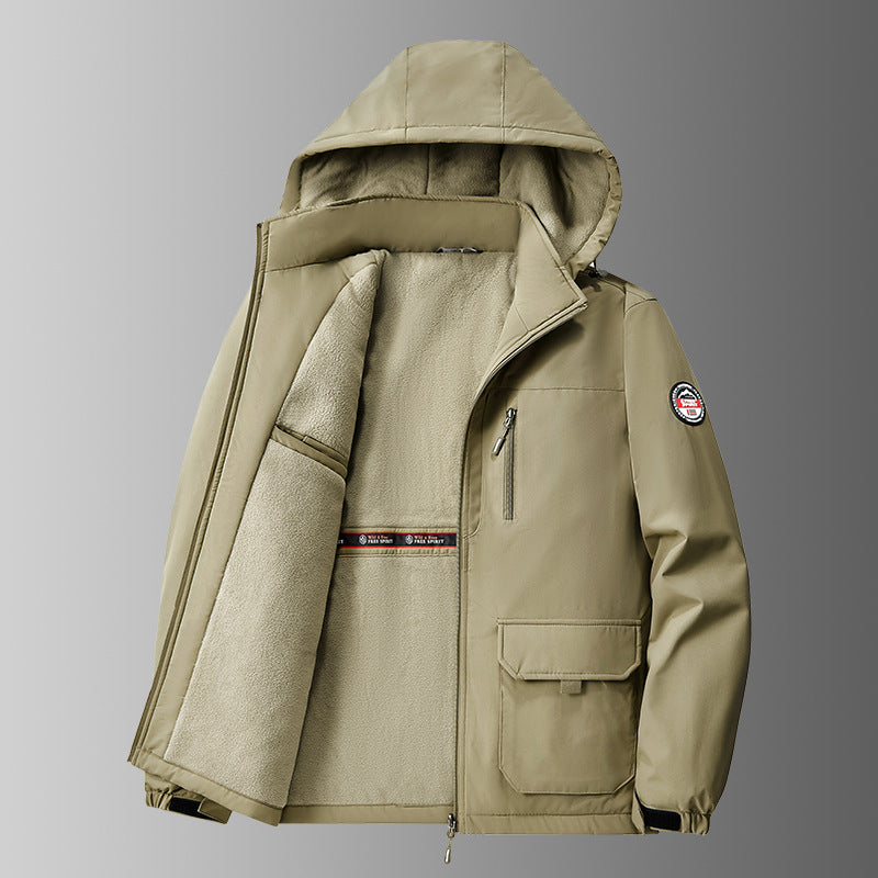 Softshell-Winterjacke | Kapuze und Multifunktionstaschen