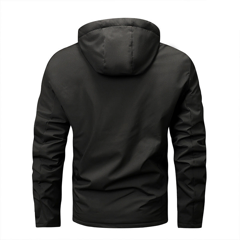 Men's windproof softshell jacket with adjustable hood and inner lining Schwarz