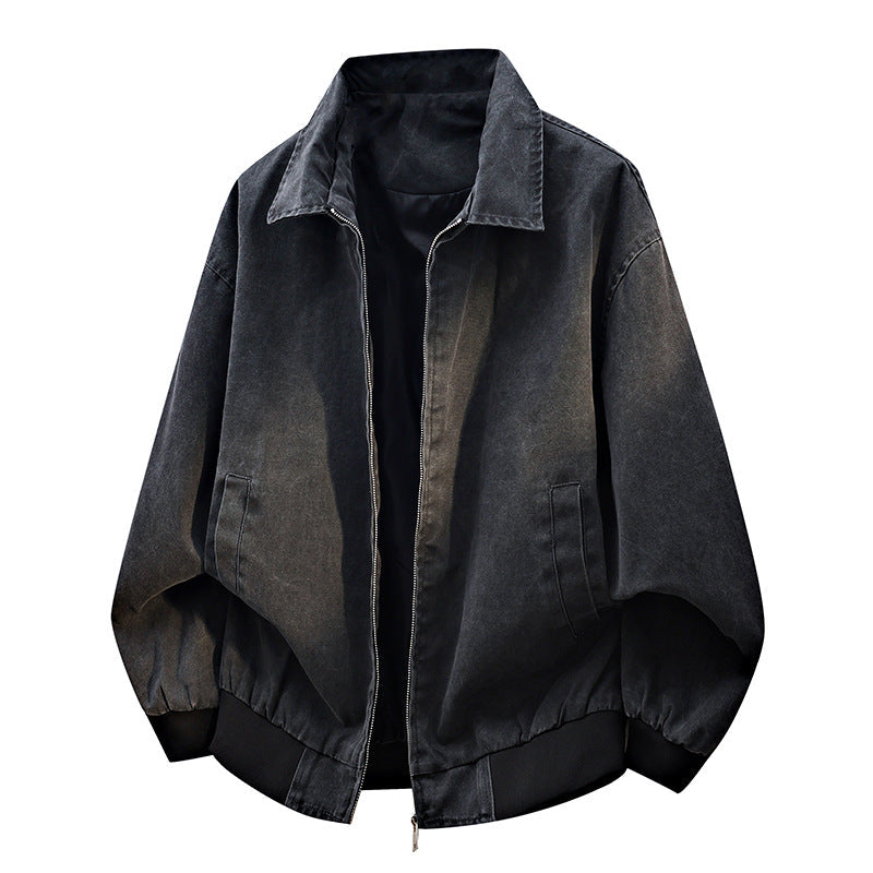 Men’s oversized bomber jacket with zipper and stand-up collar Schwarz