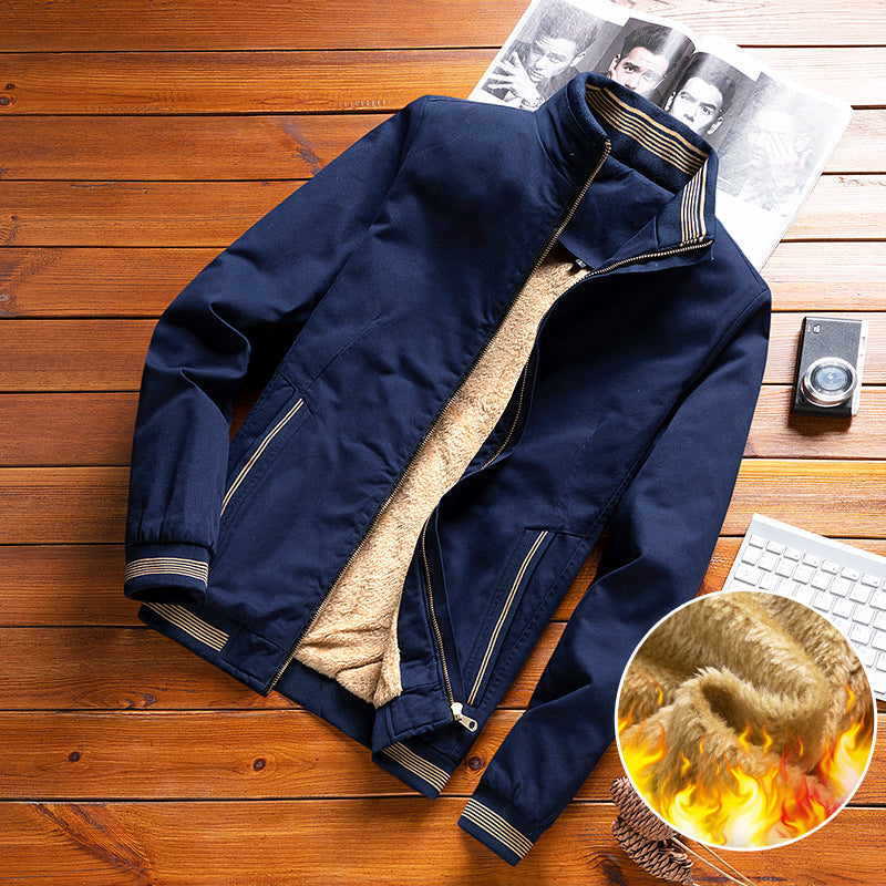 Men’s bomber jacket with teddy lining and zippered pockets Lined Light Khaki