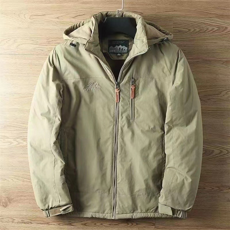 Men’s water-repellent all-weather trekking jacket with hood Dunkelblau