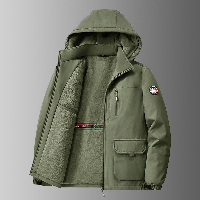 Softshell-Winterjacke | Kapuze und Multifunktionstaschen