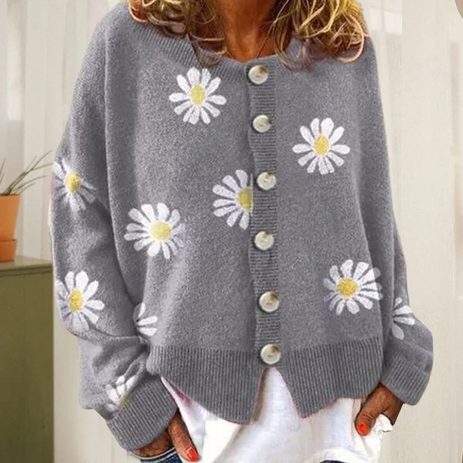 Strickjacke mit Knöpfen - Klassischer Strickpullover mit langen Ärmeln