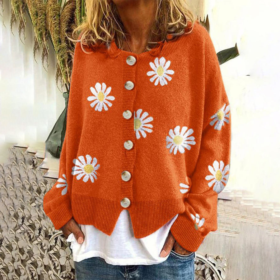 Strickjacke mit Knöpfen - Klassischer Strickpullover mit langen Ärmeln