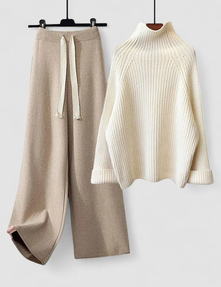 Irina-Maria – Set Strickpullover Lässig – Khaki und Weiß – Bild 1
