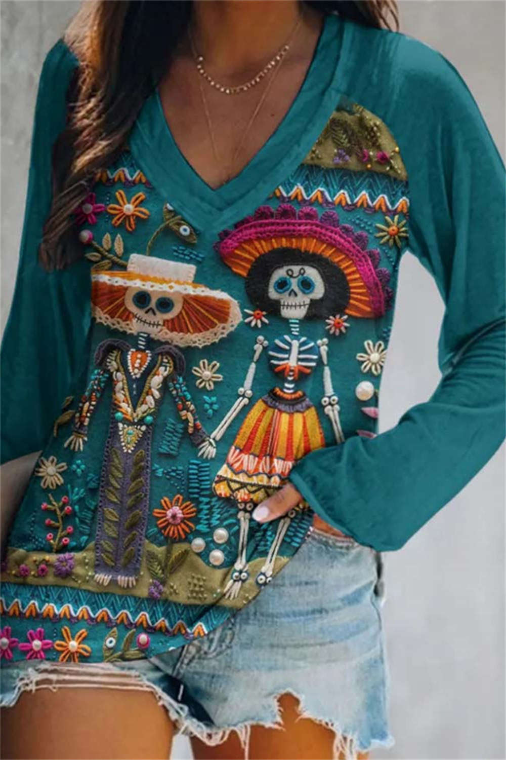 Andrea | Bluse mit Skelettmotiv – Produktansicht 1