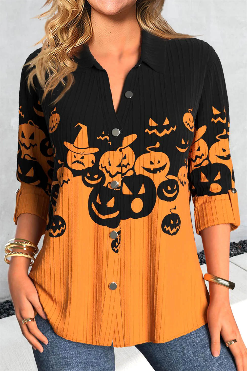 Hannah | Bluse mit Kürbismotiv – Produktansicht 1