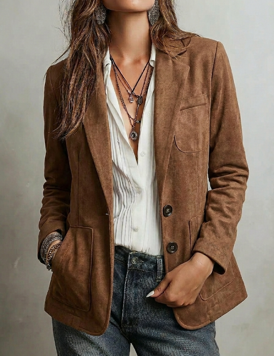 Marilena – Vintage Wildlederjacke – Braun – Bild 1
