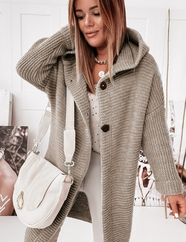 Oversized Cardigan mit Kapuze für Damen