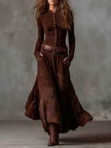 Patricia – Langes Vintage-Wildlederimitatkleid – Bild 7