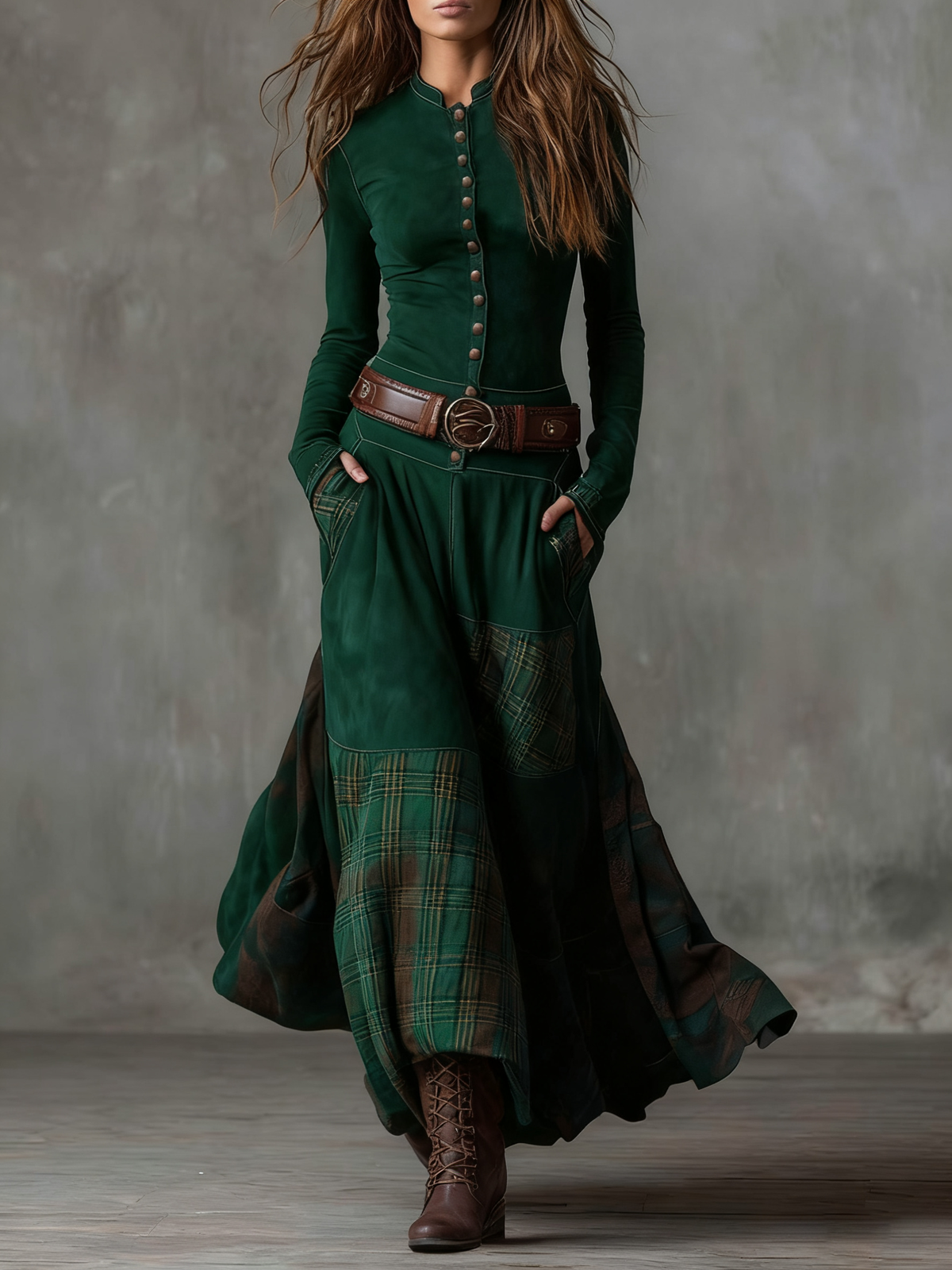 Patricia – Langes Vintage-Wildlederimitatkleid – Bild 8